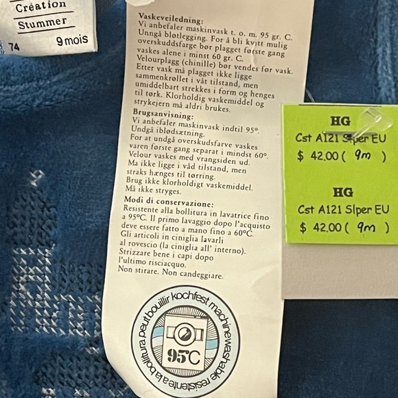 Blue Footed European Velour Baby Romper Made in Austria - Picture 7 of 7